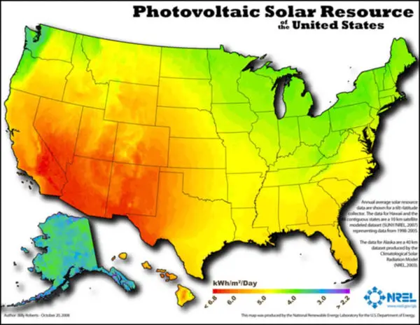 NREL Photovoltaic Solar Resource Map