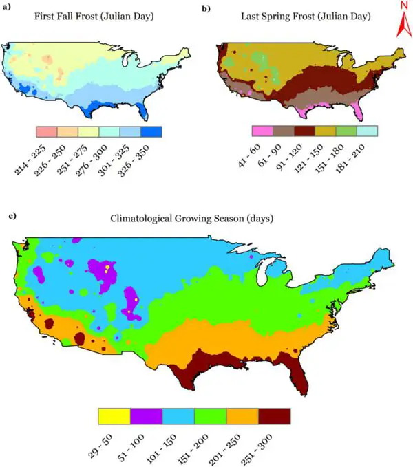 Length of Growing Season in the US (src)