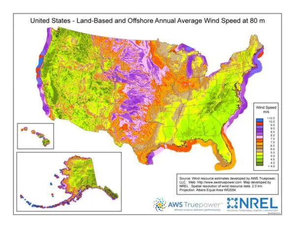 NREL Wind Power Resource Map